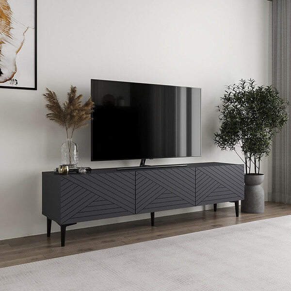HABITAT ET JARDIN - Meuble TV en bois "Felix" 160 x 31,4 x 44,1 cm - Anthracite - large