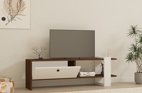 HABITAT ET JARDIN - Meuble TV en bois "Gaye" - 120 x 25 x 36 cm - Blanc - large