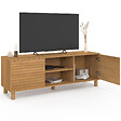 ID MARKET - Meuble TV 140 cm JULIE 2 portes lattes tasseau bois coloris chêne - vignette