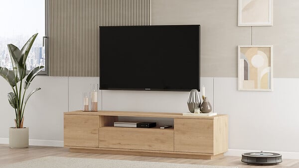 HABITAT ET JARDIN - Meuble TV en bois "Rowen" - 180 x 44 x 44 cm - Marron - large