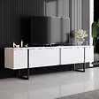 HABITAT ET JARDIN - Meuble TV en bois "Luxe" - 180 x 30 x 50 cm - Blanc - vignette