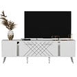 HABITAT ET JARDIN - Meuble TV en bois "Detas" - 150 x 35 x 48 cm - Argent - vignette