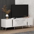HABITAT ET JARDIN - Meuble TV en bois "Detas" - 150 x 35 x 48 cm - Argent - vignette