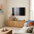 OVIALA - Meuble TV effet bois 150 cm bois clair  - Cesar - vignette