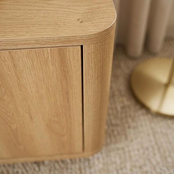 OVIALA - Meuble TV effet bois 150 cm bois clair  - Cesar - large