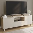 ID MARKET - Meuble TV 140 cm BERTILLE 3 portes bois beige - vignette