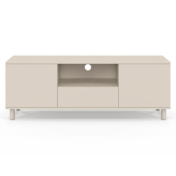 ID MARKET - Meuble TV 140 cm BERTILLE 3 portes bois beige - large