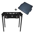INTEC - Barbecue grill et réchaud 2 feux 9kW Kit Modulable 2en1 - 2 brûleurs - Plaque Grill , 3 Hauteurs Modulables Piezo INTEC - vignette