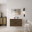 AURLANE - Meuble Salle de Bain Cranté Bois et Noir 80cm - 2 Tiroirs, Vasque et Miroir - MALO - vignette