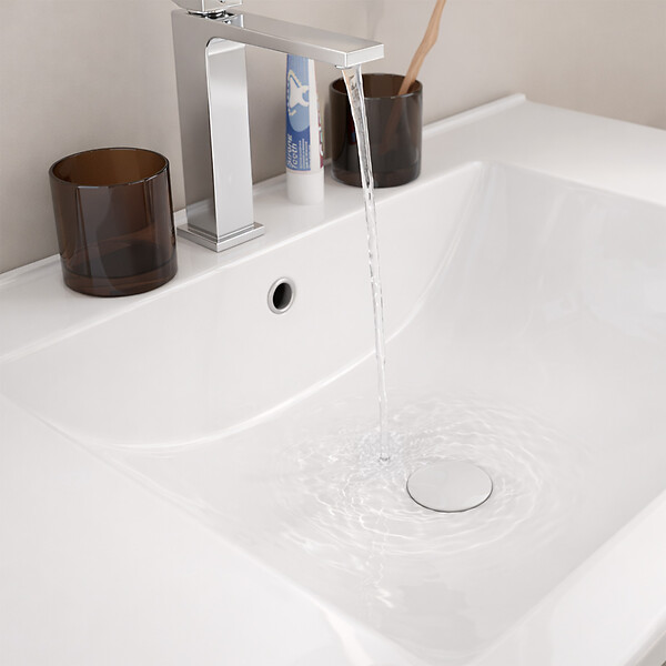 AURLANE - Meuble Salle de Bain Cranté Bois et Noir 80cm - 2 Tiroirs, Vasque et Miroir - MALO - large