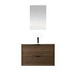 AURLANE - Meuble Salle de Bain Cranté Bois et Noir 80cm - 2 Tiroirs, Vasque et Miroir - MALO - vignette
