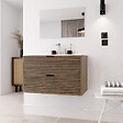AURLANE - Meuble Salle de Bain Cranté Bois et Noir 80cm - 2 Tiroirs, Vasque et Miroir - MALO - vignette