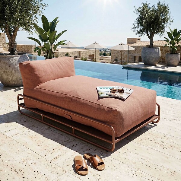 OVIALA - Structure pour méridienne de salon de jardin modulable terracotta - Mixi - large