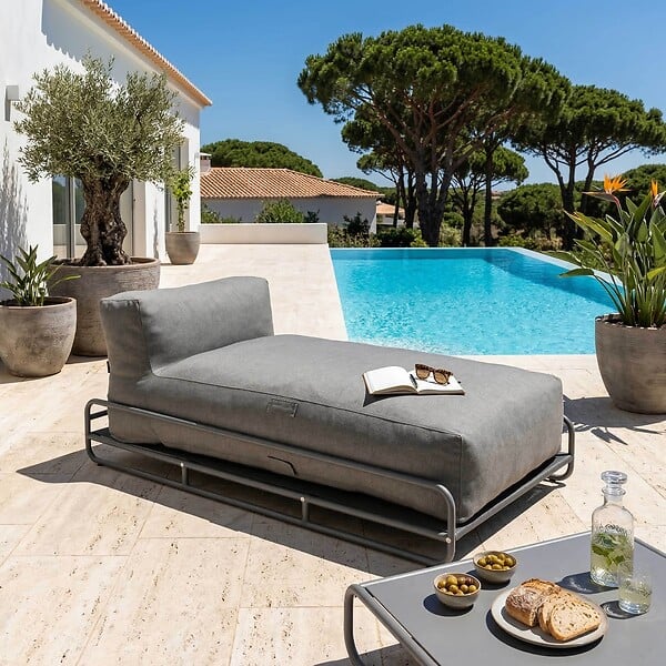 OVIALA - Structure pour méridienne de salon de jardin modulable gris - Mixi - large