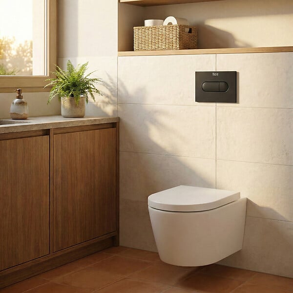 ROCA - Pack WC suspendu complet avec bâti-support Roca, cuvette compacte sans bride et abattant soft-close - large