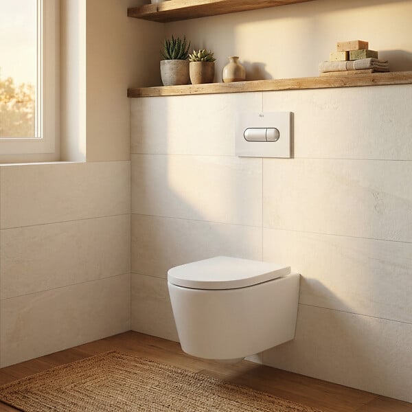 ROCA - Pack WC suspendu complet avec bâti-support Roca, cuvette compacte sans bride et abattant soft-close - large
