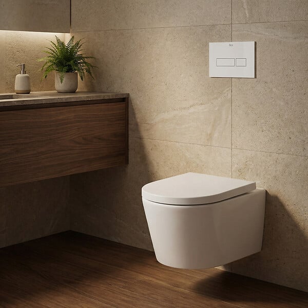 ROCA - Pack WC suspendu complet avec bâti-support Roca, cuvette design sans bride et abattant soft-close - large