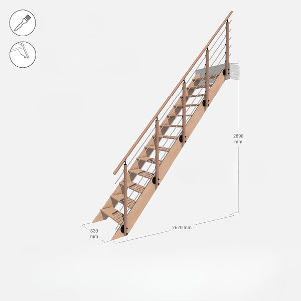 KORDO - Escalier bois droit avec garde-corps, Novesta KORDO - large