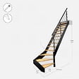 KORDO - Escalier bois quart-tournant droit noir avec garde-corps à LED intégrées, Diverso KORDO - vignette