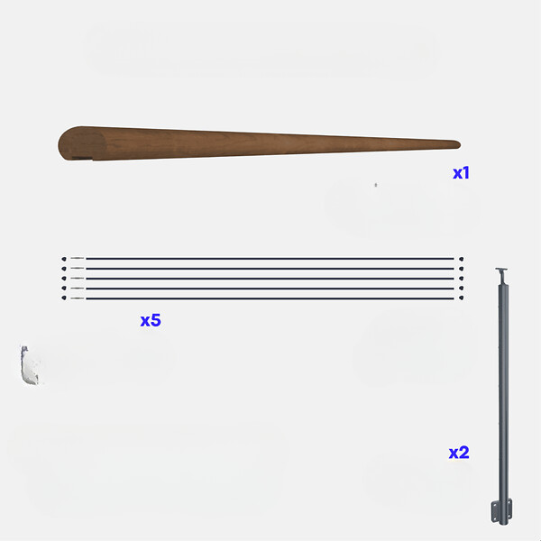 KORDO - Kit garde-corps anthracite avec main courante Kebony 2m pose en applique, Opalu KORDO - large