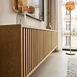 OVIALA - Meuble TV suspendu 160 cm scandinave bois clair - Ivy - vignette