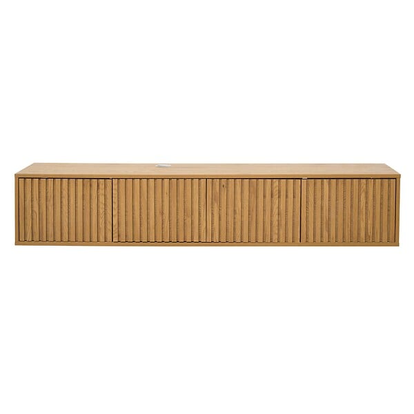 OVIALA - Meuble TV suspendu 160 cm scandinave bois clair - Ivy - large