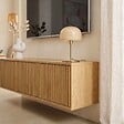 OVIALA - Meuble TV suspendu 120 cm scandinave bois clair - Ivy - vignette