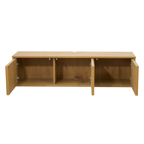 OVIALA - Meuble TV suspendu 120 cm scandinave bois clair - Ivy - large
