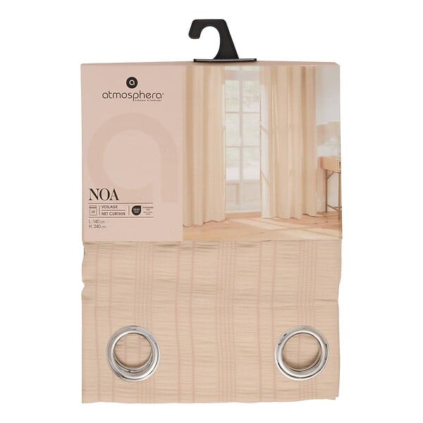 ATMOSPHERA - Voilage Noa motif rayures plissées140x240cm beige - large
