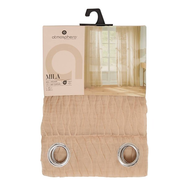 ATMOSPHERA - Voilage Mila rayures texturées140x240cm beige lin - large