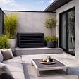 BEYOND BLUE - Cache climatisation - Venetian - Aluminium - Gris anthracite RAL7016 - Taille médium - Moyen  L 110 x H 80 x P 55 cm - vignette