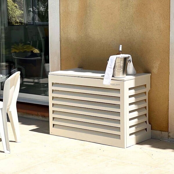 BEYOND BLUE - Cache climatisation - Venetian - Aluminium - Beige RAL9001 - Taille médium - Moyen  L 110 x H 80 x P 55 cm - large