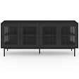 ID MARKET - Buffet 140 cm ZINEB 4 portes vitrées façade cannelée noir - vignette