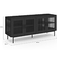 ID MARKET - Buffet 140 cm ZINEB 4 portes vitrées façade cannelée noir - vignette