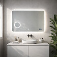 KIAMAMI VALENTINA - Miroir À Led 80X60 Tactile Avec Montre Digitale Et Miroir Grossissant - vignette