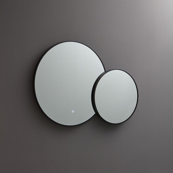 KIAMAMI VALENTINA - Double Miroir Rond Avec Bord Noir Et Rétro-Éclairage Par Leds - large
