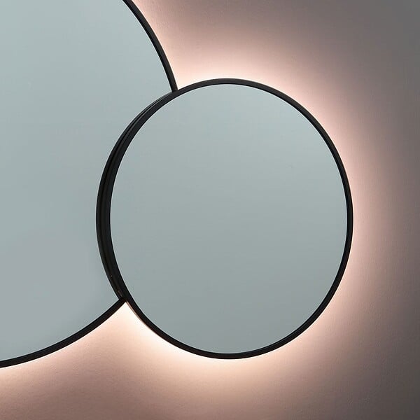 KIAMAMI VALENTINA - Double Miroir Rond Avec Bord Noir Et Rétro-Éclairage Par Leds - large