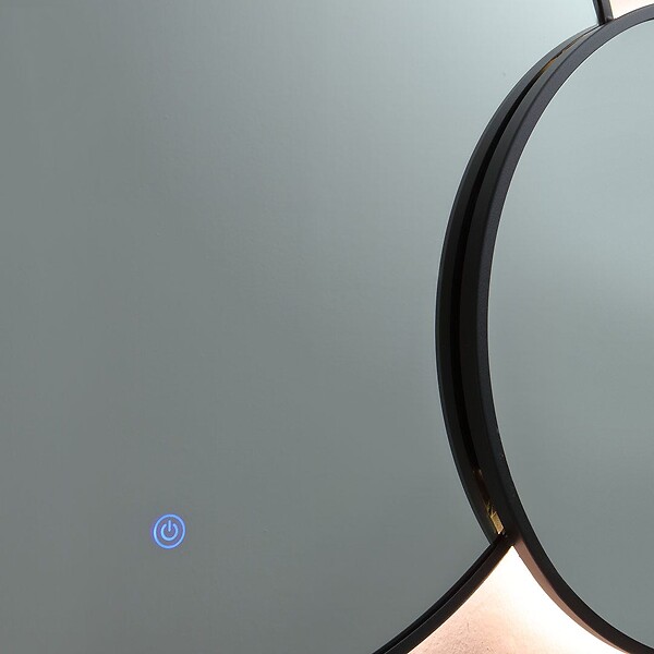 KIAMAMI VALENTINA - Double Miroir Rond Avec Bord Noir Et Rétro-Éclairage Par Leds - large