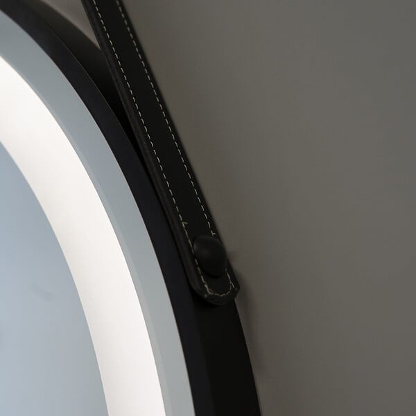 KIAMAMI VALENTINA - Miroir À Led Arrondi Rétro-Éclairé 75Cm Avec Corniche Et Lacet Noir - large