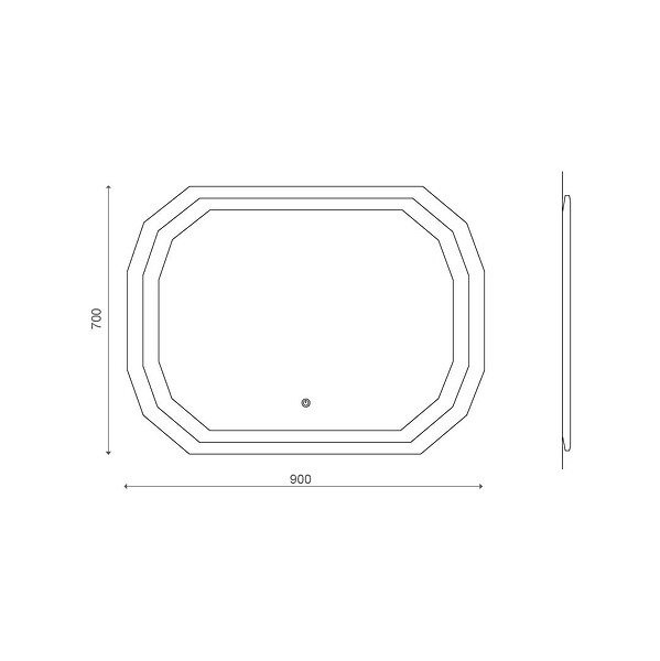 KIAMAMI VALENTINA - Miroir 90X70 Avec Bord Facetté Et Éclairage Led - large