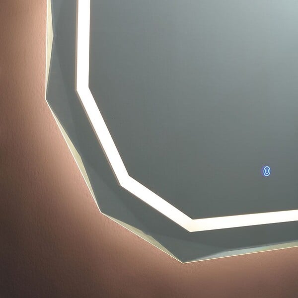 KIAMAMI VALENTINA - Miroir 90X70 Avec Bord Facetté Et Éclairage Led - large