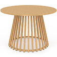 ID MARKET - Table de jardin ronde SOLAL 120 cm 6 personnes avec pied lattes en métal effet bois - vignette