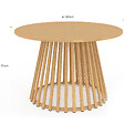 ID MARKET - Table de jardin ronde SOLAL 120 cm 6 personnes avec pied lattes en métal effet bois - vignette