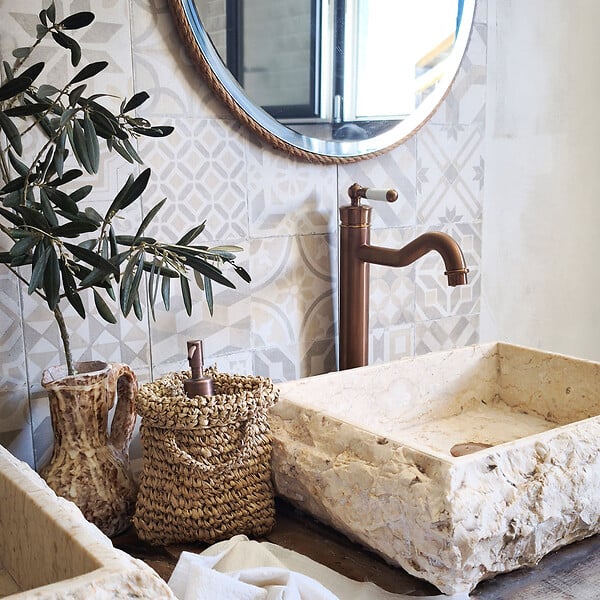 ESSEBAGNO - Leeds mitigeur lavabo rétro haut cuivre brossé - large