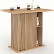 ID MARKET - Ilot central 4 personnes JULIETTE 110 cm pied central avec rangement effet lattes tasseau de bois - vignette