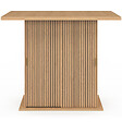 ID MARKET - Ilot central 4 personnes JULIETTE 110 cm pied central avec rangement effet lattes tasseau de bois - vignette