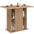 ID MARKET - Ilot central 4 personnes JULIETTE 110 cm pied central avec rangement effet lattes tasseau de bois - vignette