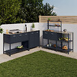 ID MARKET - Meuble de cuisine extérieure PAREO 2 étagères en acier gris anthracite - vignette