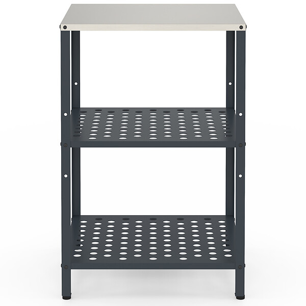 ID MARKET - Meuble de cuisine extérieure PAREO 2 étagères en acier gris anthracite - large