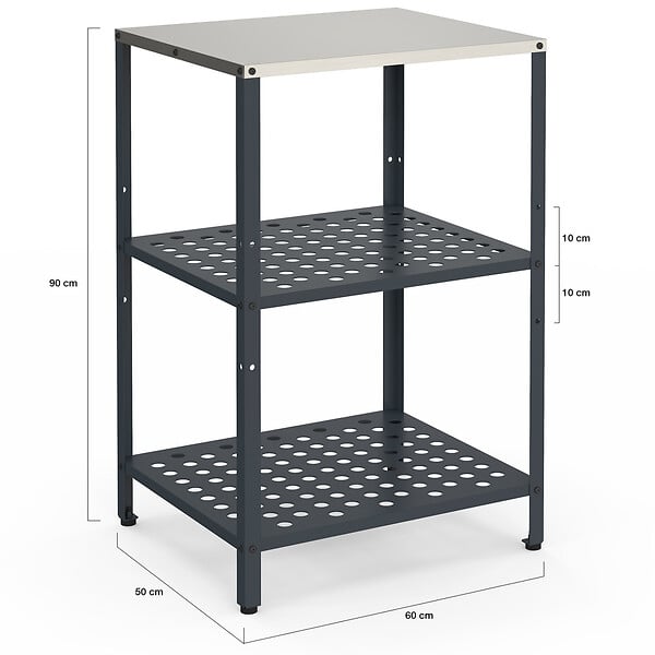 ID MARKET - Meuble de cuisine extérieure PAREO 2 étagères en acier gris anthracite - large
